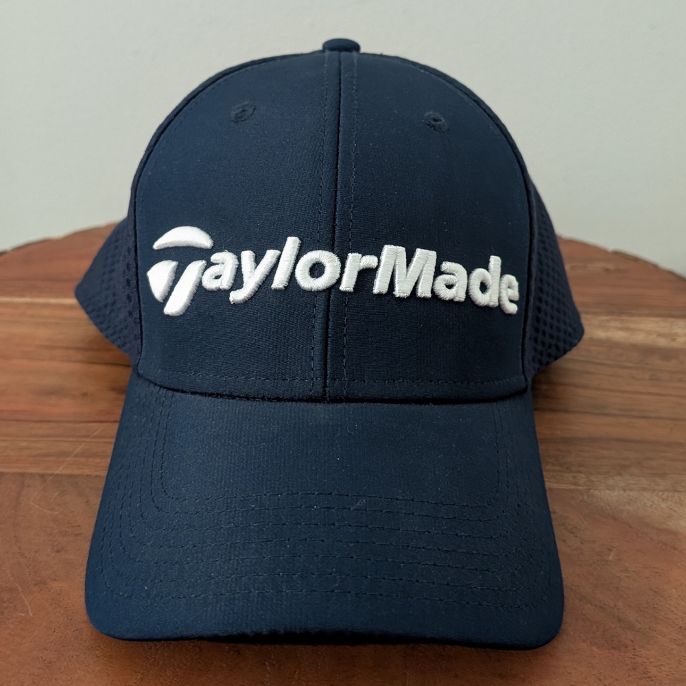 TaylorMade Men's Golf Hat Small/Medium A-Flex Outdoor‎ Embroidered Logo Navy
